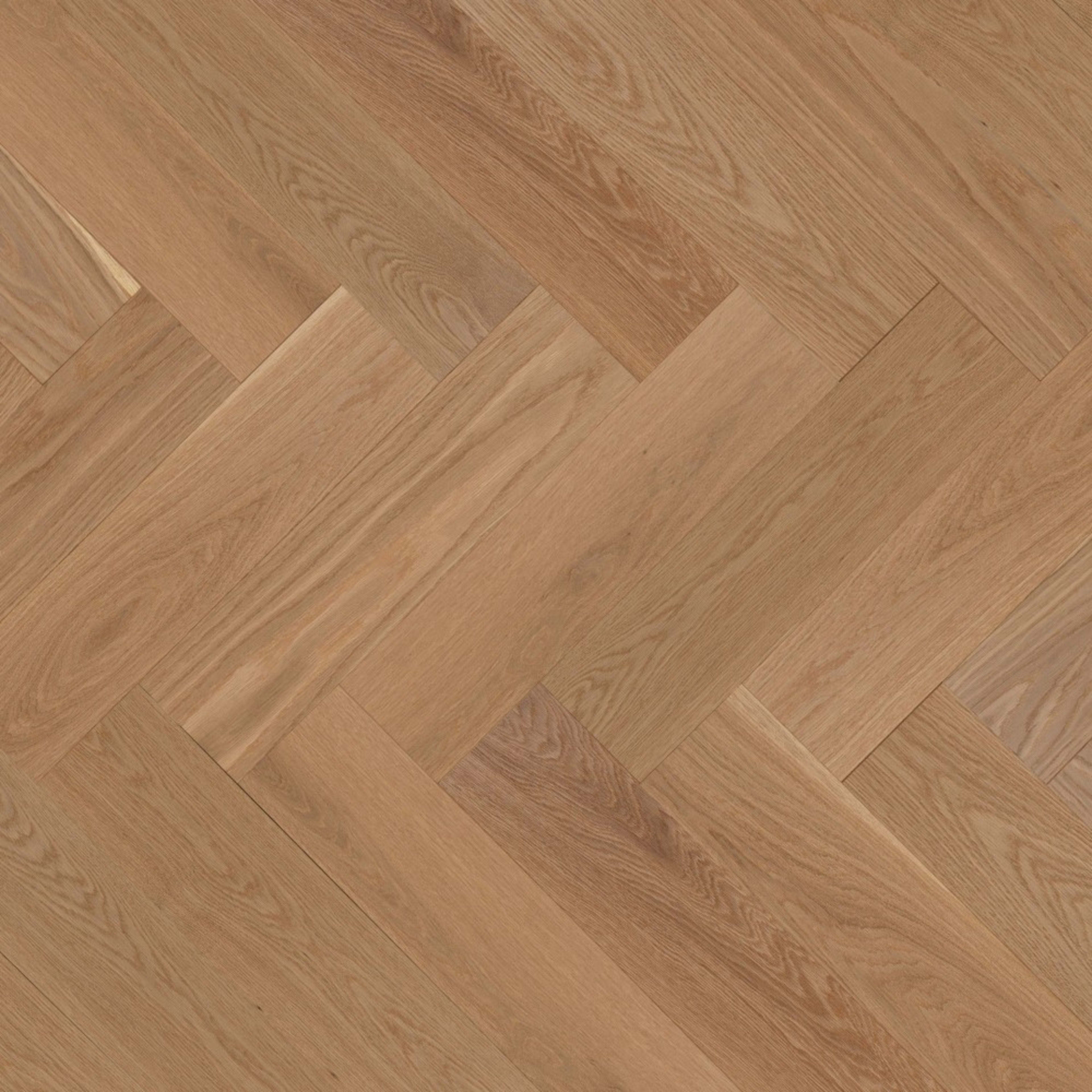 Natural - Duramatt in White Oak - 5" Exclusive Brushed Herringbone Hardwood