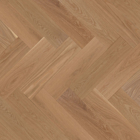 Natural - Duramatt in White Oak - 5" Exclusive Brushed Herringbone Hardwood