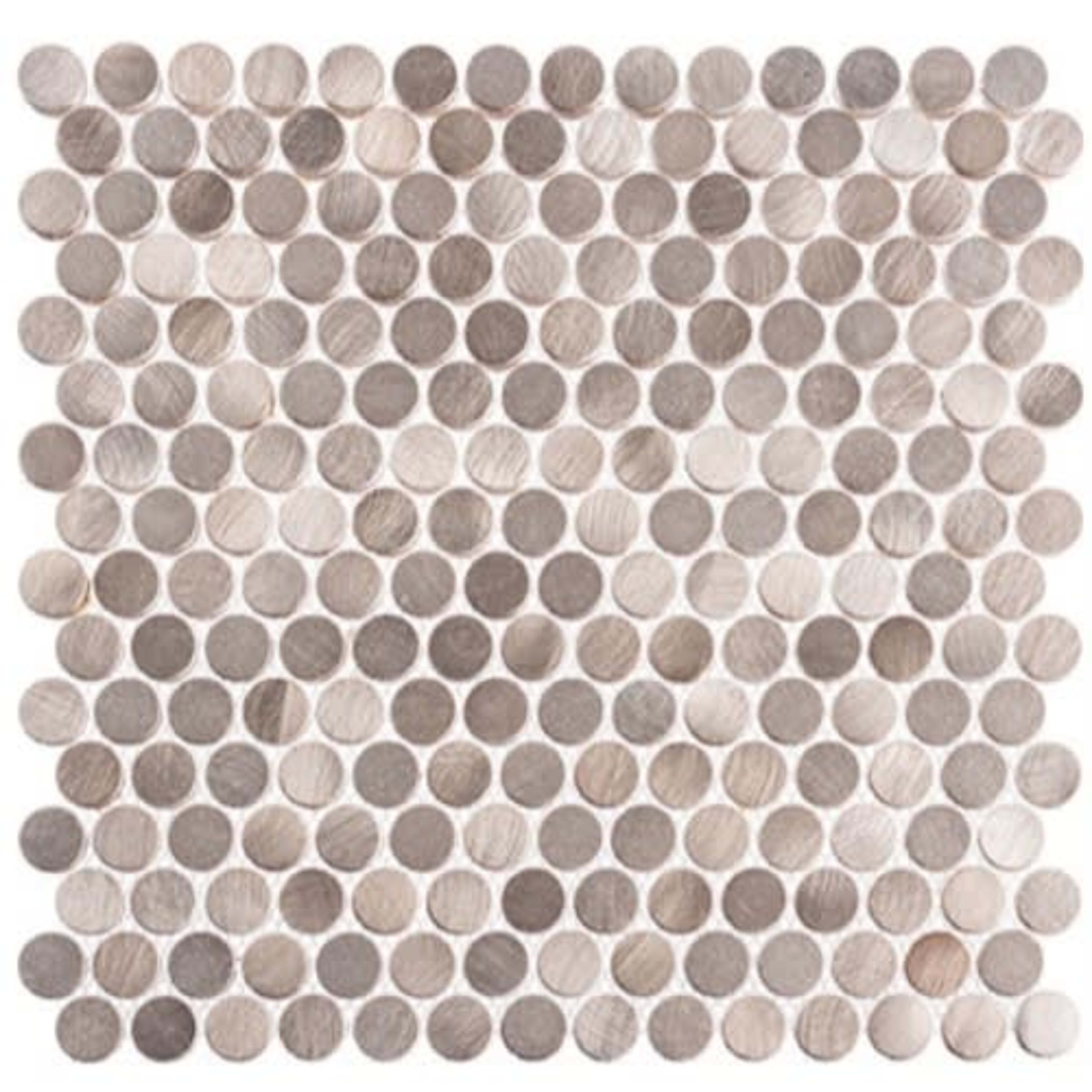 Urban Jungle in Truffle Corner 3/4 Penny Round Tile