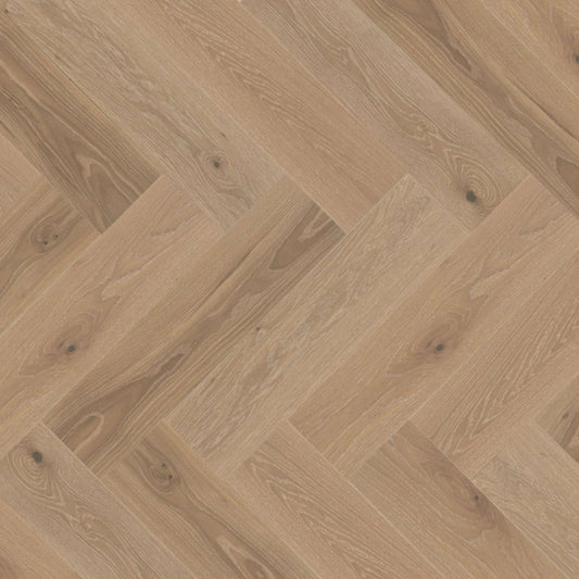 Sweet Memories Engineered - White Oak DuraMatt in Hula Hoop - 5" Herringbone Brushed Hardwood